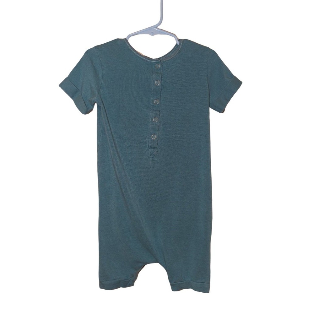Rags Romper 4T Teal Short Sleeve Henley One Piece Toddler Outfit Boys Girls